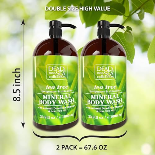 Image of Dead Sea Collection Tea Tree Body Wash for Women and Men - with Pure Dead Sea Minerals and Tea Tree Oil - Cleanses and Moisturizes Skin - Pack of 2 (67.6 fl. oz)