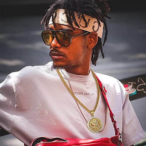 UYUYong Gold Chain Men + Dollar Ring Hip-hop Set Pimp Costume Set 80s 90s Hip Hop Costume Kit for Carnival Accessories Mottopartys Cosplay Carnival - Image 4