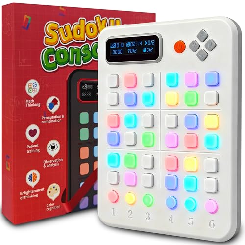 Sudoku Console,Handheld Travel Logic Game–500 Screen‑Free Challenges,Quiet Brain Teaser for Kids/Adults/Seniors,Car Rides&Indoor Recess–Color...