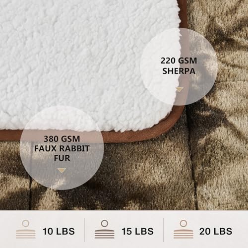 Image of Homemate Heated Weighted Blanket for Adults - 62 inchx84 inch 15lbs Electric Throw Fast Heating Heavy Blanket 1 /2 /4 /6 /8 Hour Auto Off 10 Heat Levels Over-Heat Protection Luxury Faux Fur Sherpa