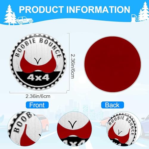 Image of 4Pcs Booble Bounce Badge Rated Car Emblem, 4 x 4 Metal Automotive Badge 3D Metal Car Badges Emblems Round Emblem Decals Car Badge Decals Stickers Compatible for Jeep Wrangler Vehicles Trucks SUV