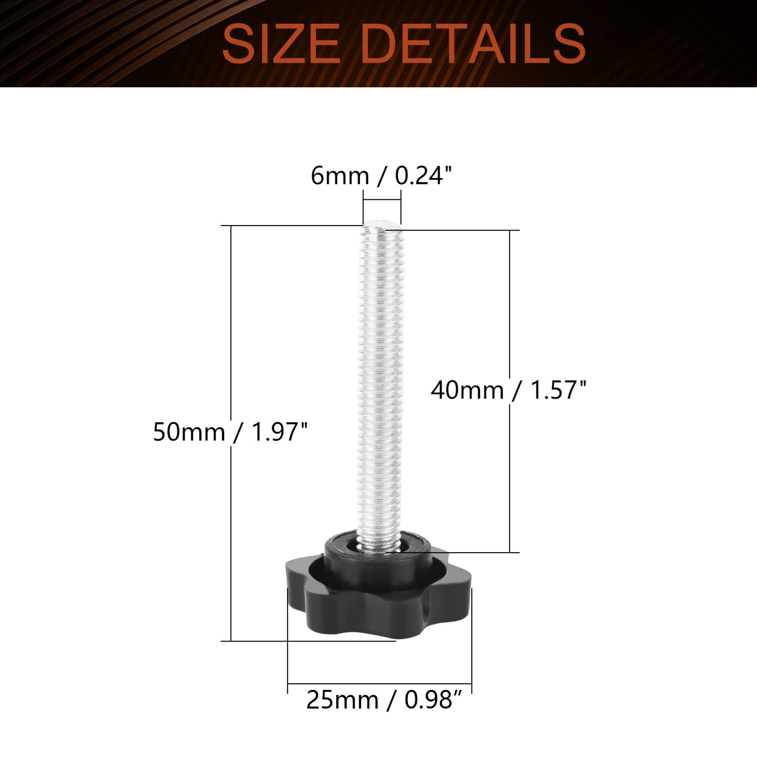 6 Manopole Di Serraggio Con Filettatura M8 - Pomelli Zigrinati Con Testa A Stella Per Mobili, Cassetti E Attrezzatura - Foto 6