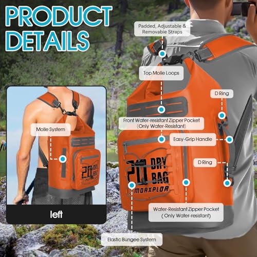 Image of MORXPLOR Dry Bag Waterproof,5L /10L /20L /30L /40L /55L Roll Top Dry Bag Backpack with WaterProof Phone Case for Swim,Kayak