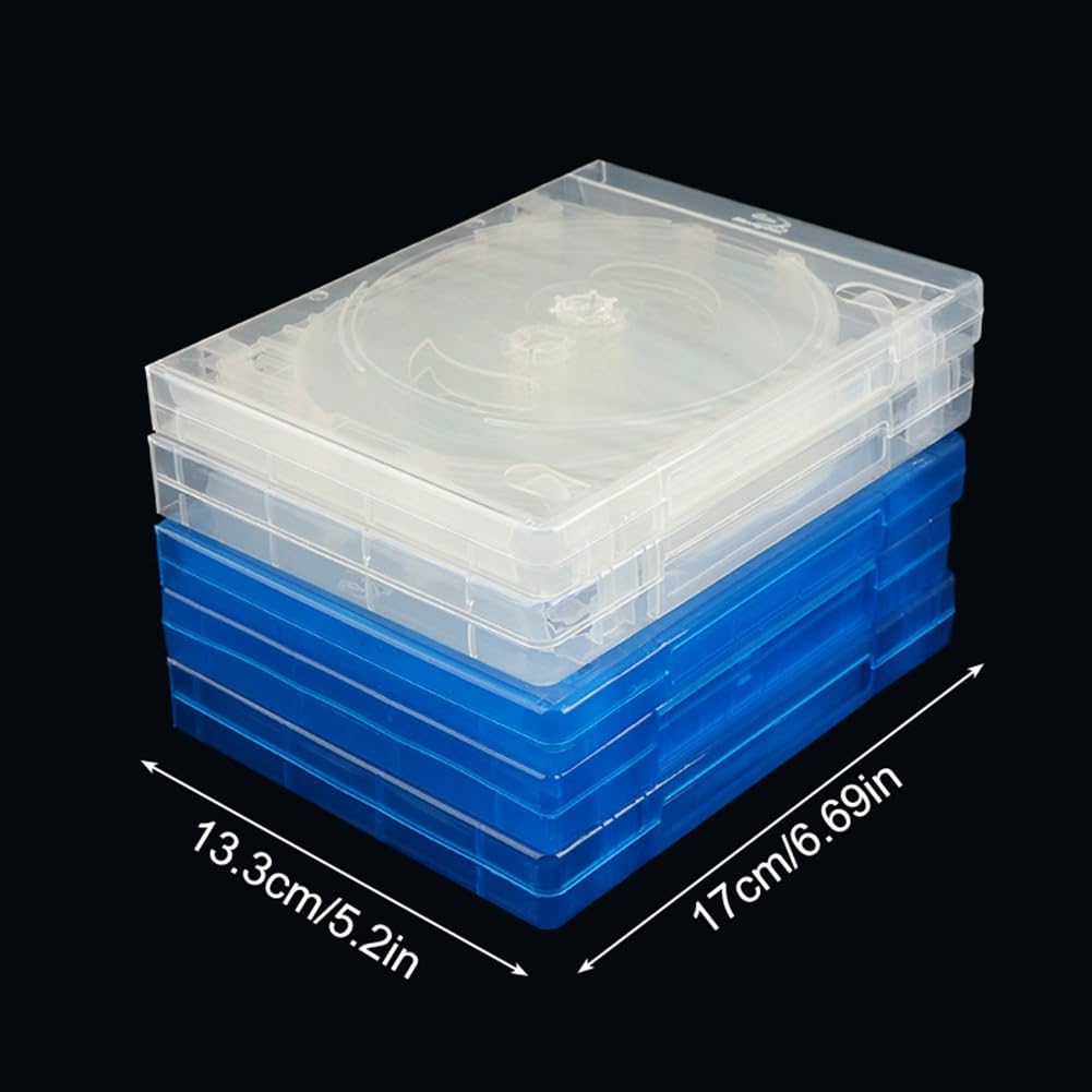 Caja de almacenamiento para CD, paquete de 10 unidades, de plástico, de doble cara, para coche, funda gruesa para DVD, fácil de instalar, fácil de usar, color azul