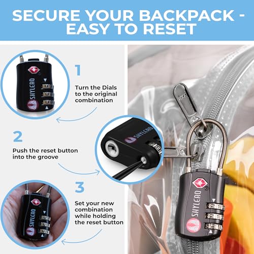 Image of SHYLERO Clear Backpack Heavy Duty has TSA Lock, 2-WAY Zipper. PVC Transparent Backpack Is Extra Large - H18''xW14''xD8 - Light Gray