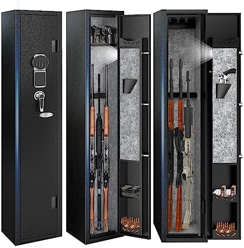 Karini Gun Safe,Gun safes For Home Rifle and Pistols,180° Door Opening Quick Access Rifles Shotguns Gun Cabinets,2-3 Rifle Safe,with Removable Gun Racks and Anti-Theft Password Lock & Alarm System