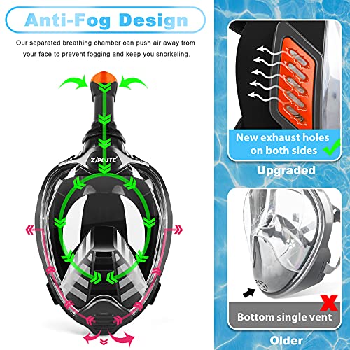 Zipoute Snorkel Mask Full Face, Full Face Snorkel Mask Adult And Kids With Detachable Camera Mount, Snorkeling Mask 180 Panoramic View Anti-Fog Anti-Leak Dry Top Set (Orange Black, L/Xl) #TOP2