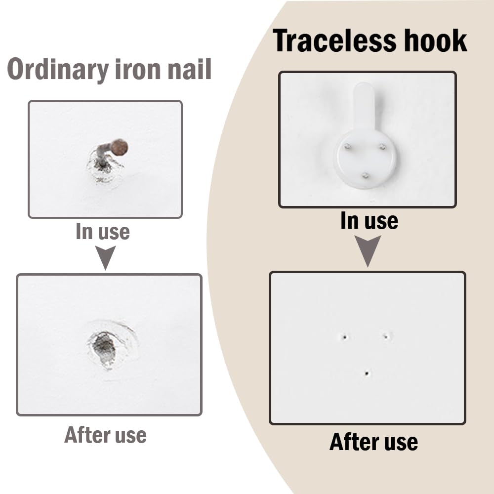 50 Pcs Non-Trace Picture Hooks White Invisibility Hard Wall Hanger Hook Plastic Traceless Picture Hanging Hooks for Plasterboard Hardwalls Hanging Photo Painting - Image 4