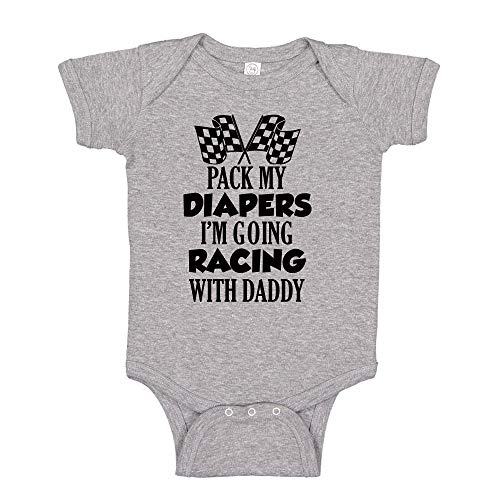 Image of Pack My Diapers I'm Going Racing With Daddy Racing Baby One Piece or Toddler T-Shirt