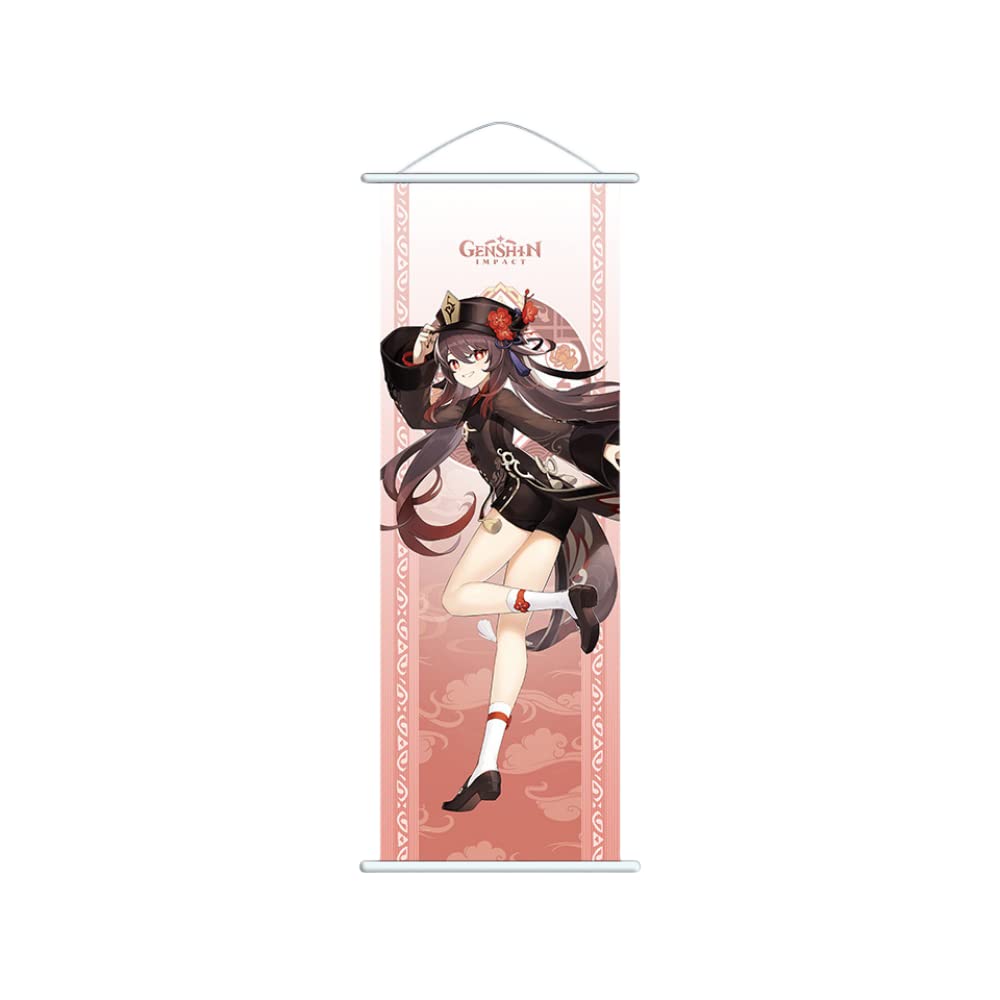 Hanaiette Hutao 1Pc Genshin Impact Hanging Painting Silk Cloth Poster Engraved Scroll Animation Peripheral For Game Lover (Hutao)