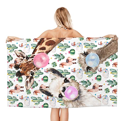 Alpaca Llama Giraffe Beach Towel Soft And Quick Dry Extra Large Microfiber Super Absorbent Swim Pool Bath Towels For Adults And Kids #TOP1