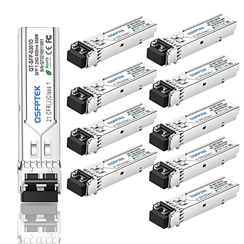Image of 10Pack 1000Base-SX Transceiver Gigabit Multimode SFP to LC Module, MMF 850nm,550m,DOM, Mini-GBIC for Cisco GLC-SX-MMD, Meraki MA-SFP-1GB-SX, Mikrotik, Supermicro, Ubiquiti, Netgear