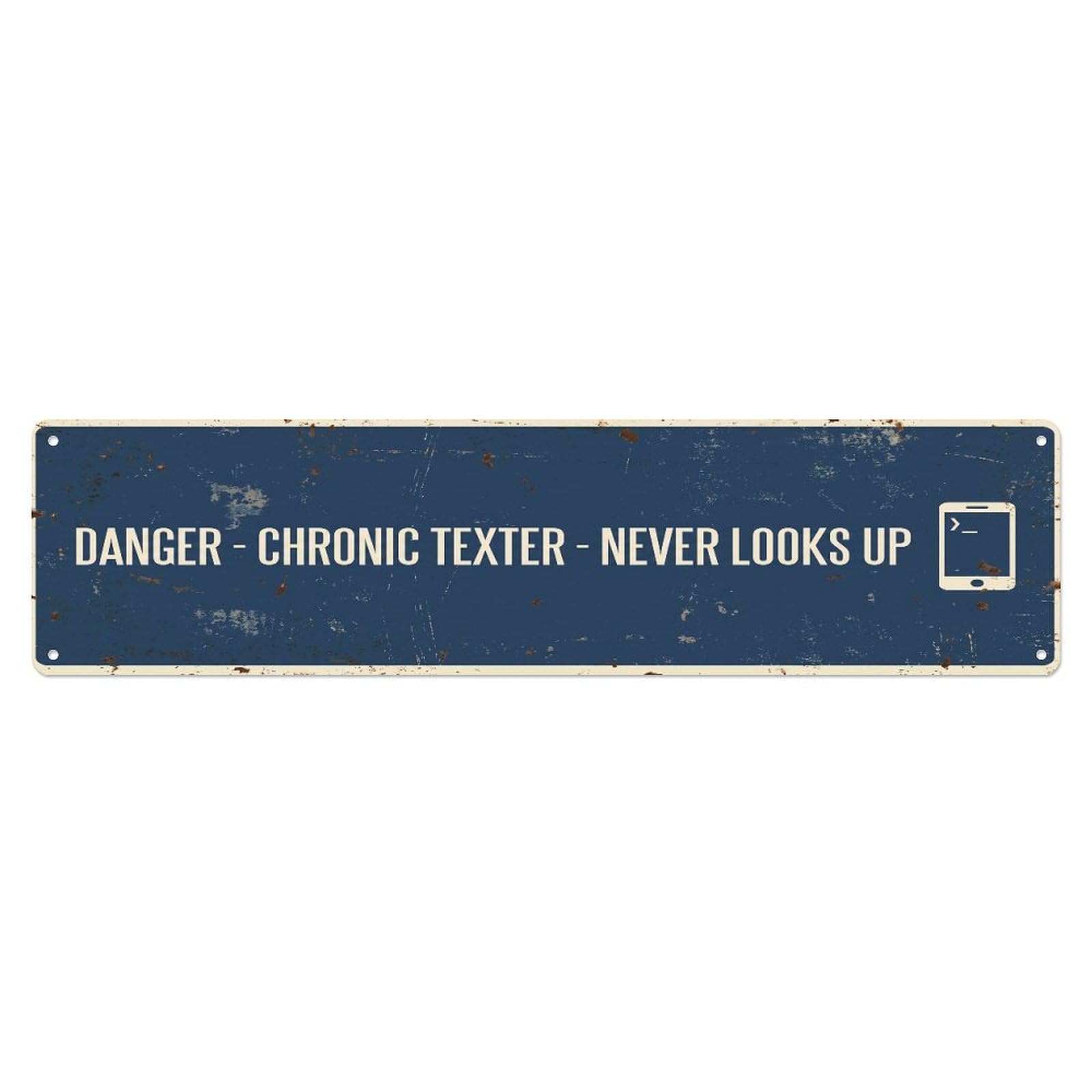 Fqcyn Style Metal Tin Sign Vintage Funny Danger Chronic Texter Warning