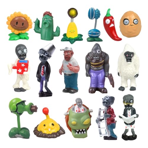 JHESAO 16 PCS Plants PVZ Toys Set Zombies Figurines Series PVZ Plush PVC Toys New, Great Gifts for Kids and Fans, Birthday and Party