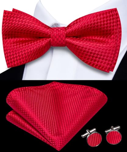 Image of Dubulle Mens Paisley Striped Bowtie Set Pre-tied Bowtie for Men and Pocket Square Set Wedding Business