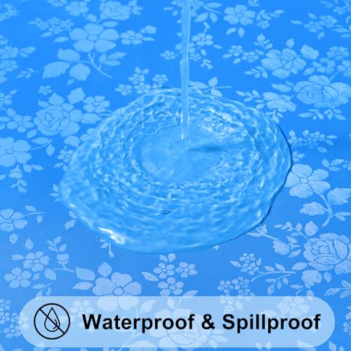 Image of Smiry Waterproof Heavy Duty Vinyl Fitted Tablecloth for 45 inch-56 inch Round Table