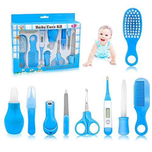 ShengRuHai Set per la Cura del Bambino,Beauty BabyCare Forbicine per Unghie e Capelli,Spazzolini da denti,Tagliaunghie,10 Pezzi