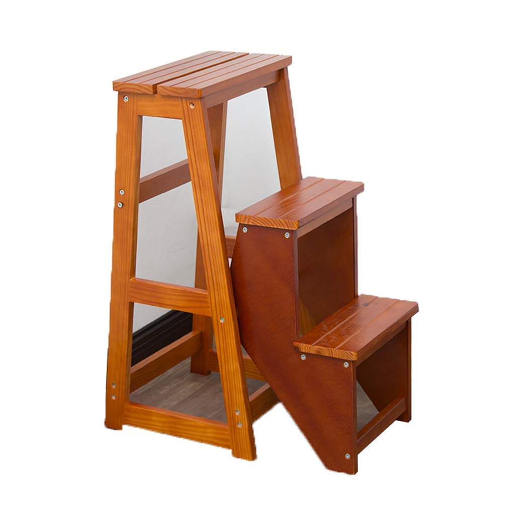 Étagère escabeau double usage en bois pour un intérieur chaleureux