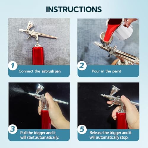 Image of I-BEAUTEE Trigger Control for Startup Cordless Airbrush kit with Compressor,High Airflow Miniature Painting Tool, Temporary Tattoo, air Brush Pen for Model Hair Barber Enhancement, Nail Art,Cake | Double-action airbrush kit
