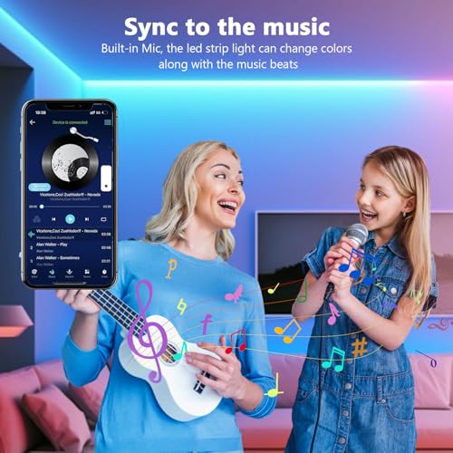 Led Strip 10m, RGB Led Streifen, Bluetooth Smart Led Band Selbstklebend, LED Leiste mit Fernbedienung und APP, LED Lights Dimmbar, Musik Sync, Timer-Einstellung für Gaming Zimmer, Room, Küche, Party