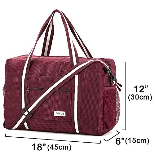 Travel Lightweight Waterproof Foldable Storage Carry Luggage Duffle Tote Bag, Wine Red2