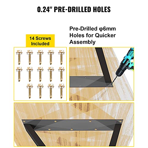 Vevor Metal Table Legs, 28X18 Inch Desk Legs, Set Of 2, Heavy Duty Bench Legs, Z Shape Metal Furniture Legs, Wrought Iron Coffee Table Legs, Home Diy For Dining Table W/ Rubber Floor Protectors, Matte #TOP5