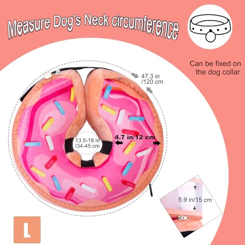 Image of Inflatable Dog Cone Collar with Enhanced Anti-Licking, Soft Neck Donut for Dogs Cats, Recovery Pet Cone Collar After Surgery for Large Medium Small Dogs (Donut Pink2, Large)
