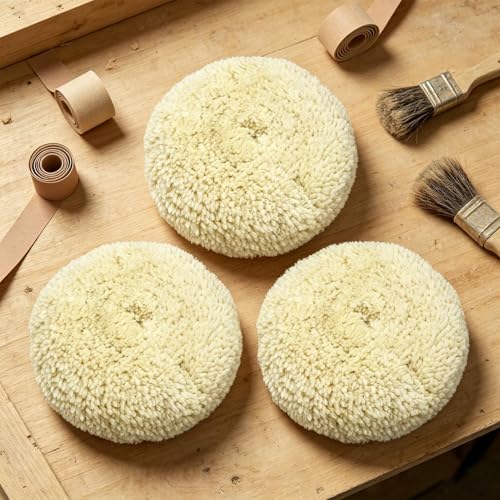 Tampón abrillantador de lana de alta densidad, juego de 3 almohadillas de 15 cm 3