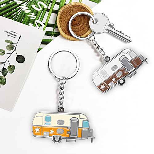 Image of Camper Keychain Happy RV Keyring RV Keychain Couples Keychain Set Gifts for Men Women Camping Accessories 2 Pack