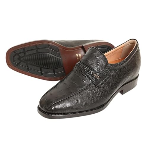 0284オーストリッチ革 ビジネスシューズ 革靴 本革 紳士靴 スワローモカ 4E ワイド No.1267 ブラック 26.5cm