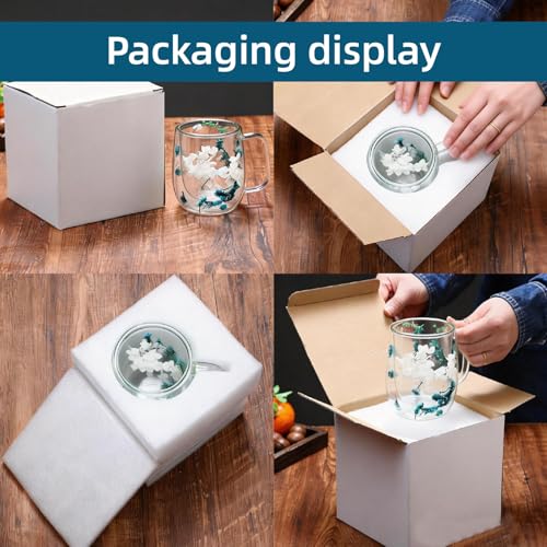 Taza de vidrio doble pared con flores secas, azul, 13.1oz miniatura 6