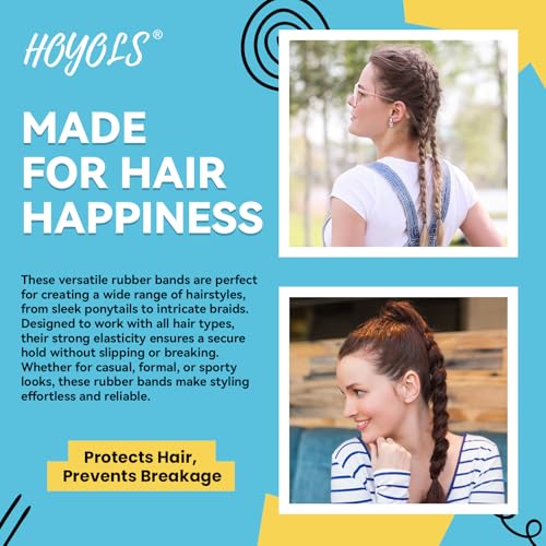 HOYOLS Black Elastic Hair Ties Rubber Bands Mini Polyband Soft Ponytail Holder for Kids Baby Girls TPU Pack 1500 - Image 6