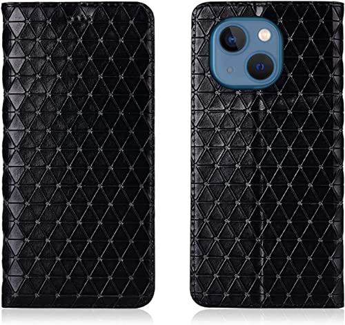 Étui portefeuille iPhone 14 cuir véritable antichoc magnétique rabat noir