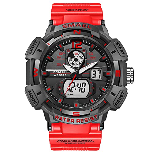 Montre numérique homme SMAEL 8045 rouge idéale pour le sport et les sorties décontractées