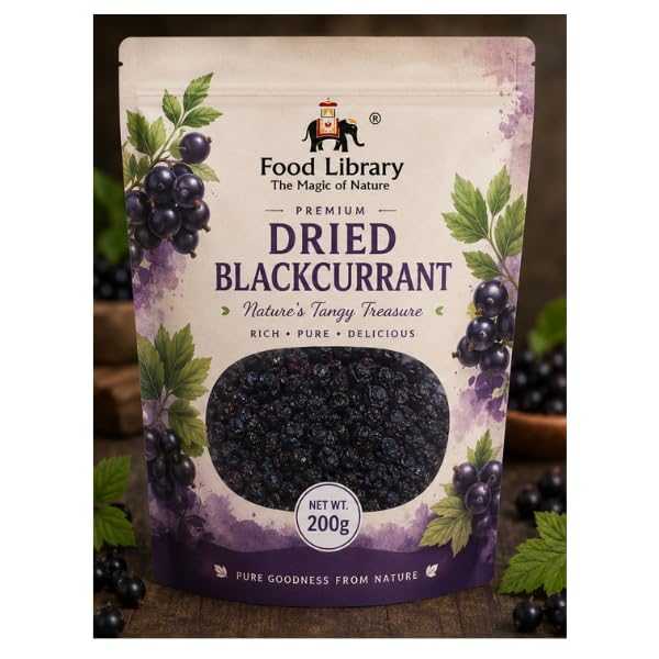 Food Library Premium Dried Black Currant 200g | Naturally Sweet Dried Blackcurrants | Rich in Fiber & Antioxidants | Healthy Snack | Perfect for Baking Cereal Oatmeal Yogurt Smoothies Desserts Trail Mix ( Black currant ).-image-46