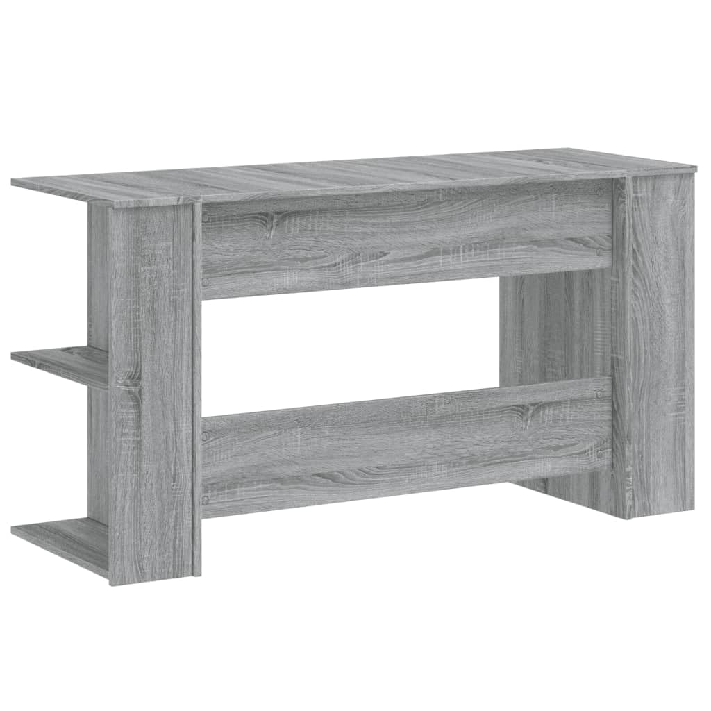 Scrivania Grigio Sonoma in Legno Multistrato 140x50x75 cm con Ampio Piano Robusto e Spazio Portaoggetti per Ufficio Studio Casa Smartworking