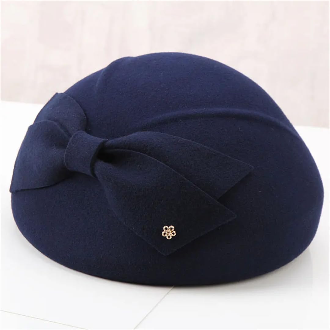 Wvapzxx Lady Fedoras Cappello di Lana Donna di Lana Bowtie Cap Inverno Beret Hat Bowler Hat Pumpkin Hat Dome Cap