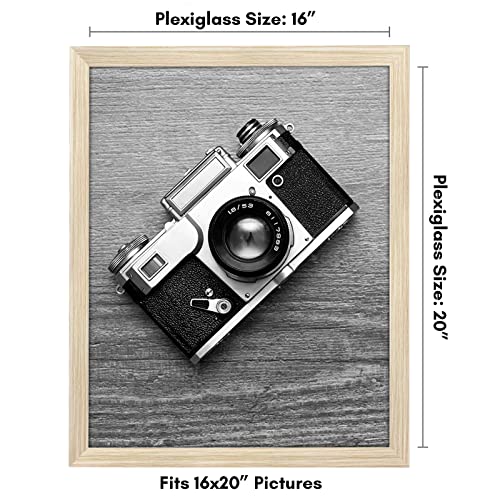 Americanflat 16x20 Picture Frame with Polished Plexiglass - Wide Picture Frames Made of Engineered Wood for Vertical or Horizontal Wall Display - Epic Collection - Natural Oak
