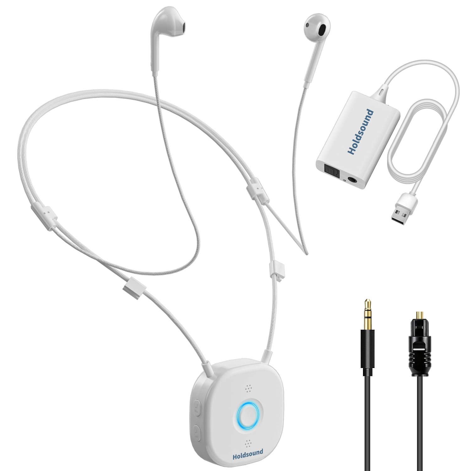 Holdsound HSD100 TV Kopfhörer Kabellos, Funkkopfhörer Kabellos für TV mit USB-Sender, Nackenbügel-Design, Plug-and-Play, Hohe Tonklarheit, 30 m Reichweite, 15 Stunden