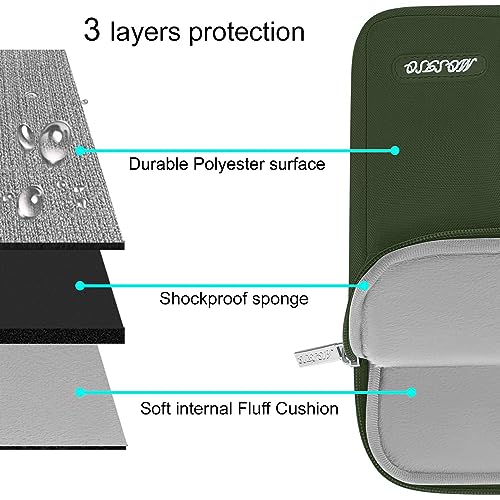 Image of MOSISO Laptop Case 13.3 inch, 13-13.3 inch Laptop Sleeve Compatible with MacBook Air /Pro 13 /Pro 14 M5 M4 M3 M2 M1, HP Dell ASUS Lenovo,Polyester Vertical Computer Sleeve Bag with Pocket,Army Green