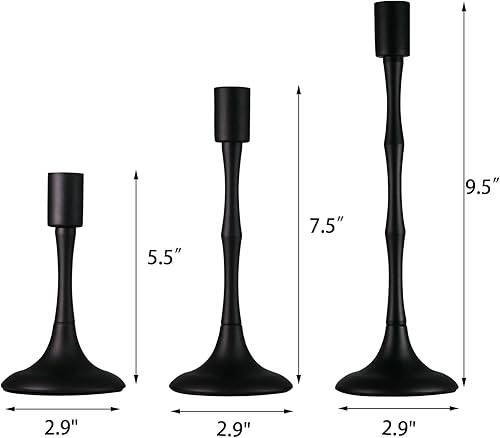 Miniatura 7 de Portavelas negro mate, juego de portavelas decorativo para velas cónicas, bodas, cenas, fiestas (3 unidades)