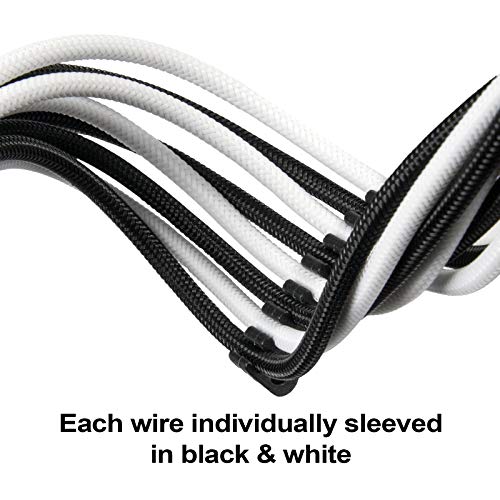 Image of SilverStone Technology PP07E-EPS8BW, 30cm EPS 8pin to EPS /ATX 4+4pin Flexible Sleeved Extention Cable, Black + White, SST-PP07E-EPS8BW
