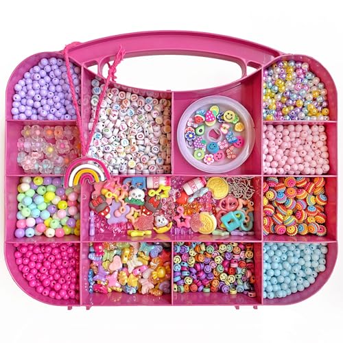 Kit Miçangas Infantil na Maleta Dupla Face para Montar Pulseiras Brinco