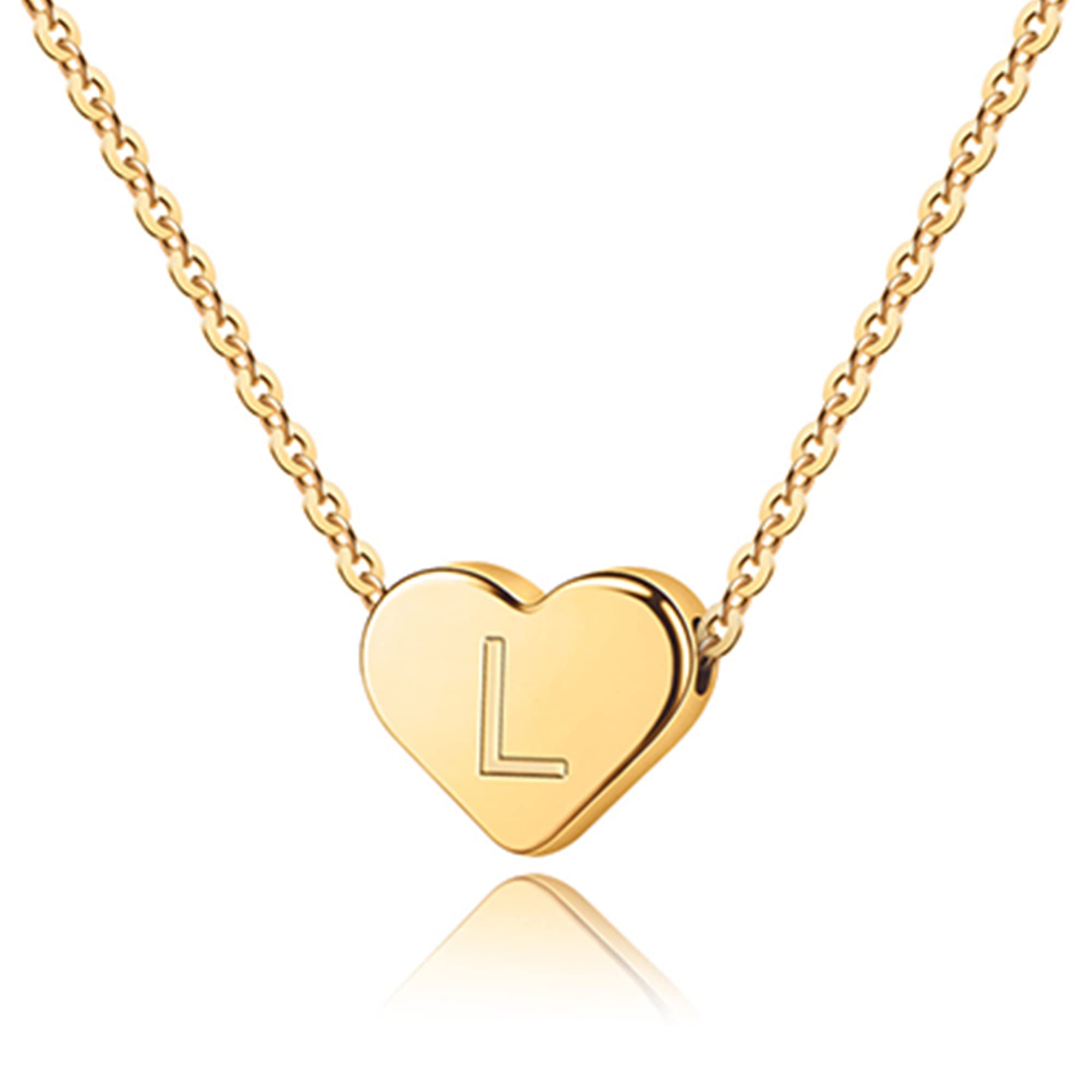 TINGNHeart Initial Necklaces for Girls Gifts - 14K Gold Filled Heart Pendant Necklace for Girls Gold Initial Necklaces for Women Girls Gifts Heart Necklace Birthday Christmas Gifts for Women Girls
