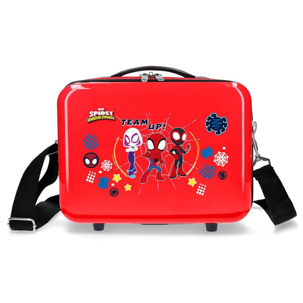 Marvel Spiderman Spidey and Friends Adaptable Toiletry Bag with Red Shoulder Strap 29x21x15 cms Rigid ABS 9.14L 0.6 kgs