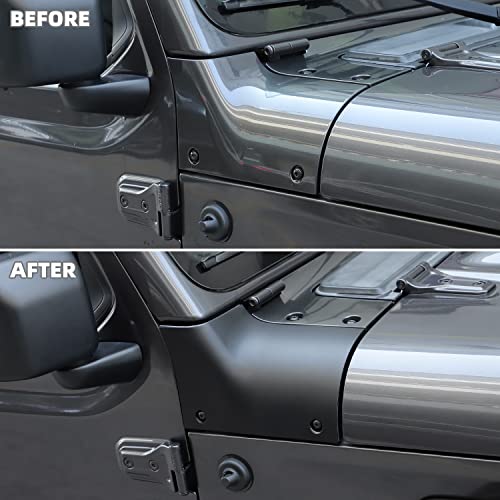 Cowl Body Armor Outer Cowl Covers Corner Guards Compatible with 2018-2025 Jeep Wrangler JL JLU & Jeep Gladiator JT 2/4 Door(Matte Black) - Image 3