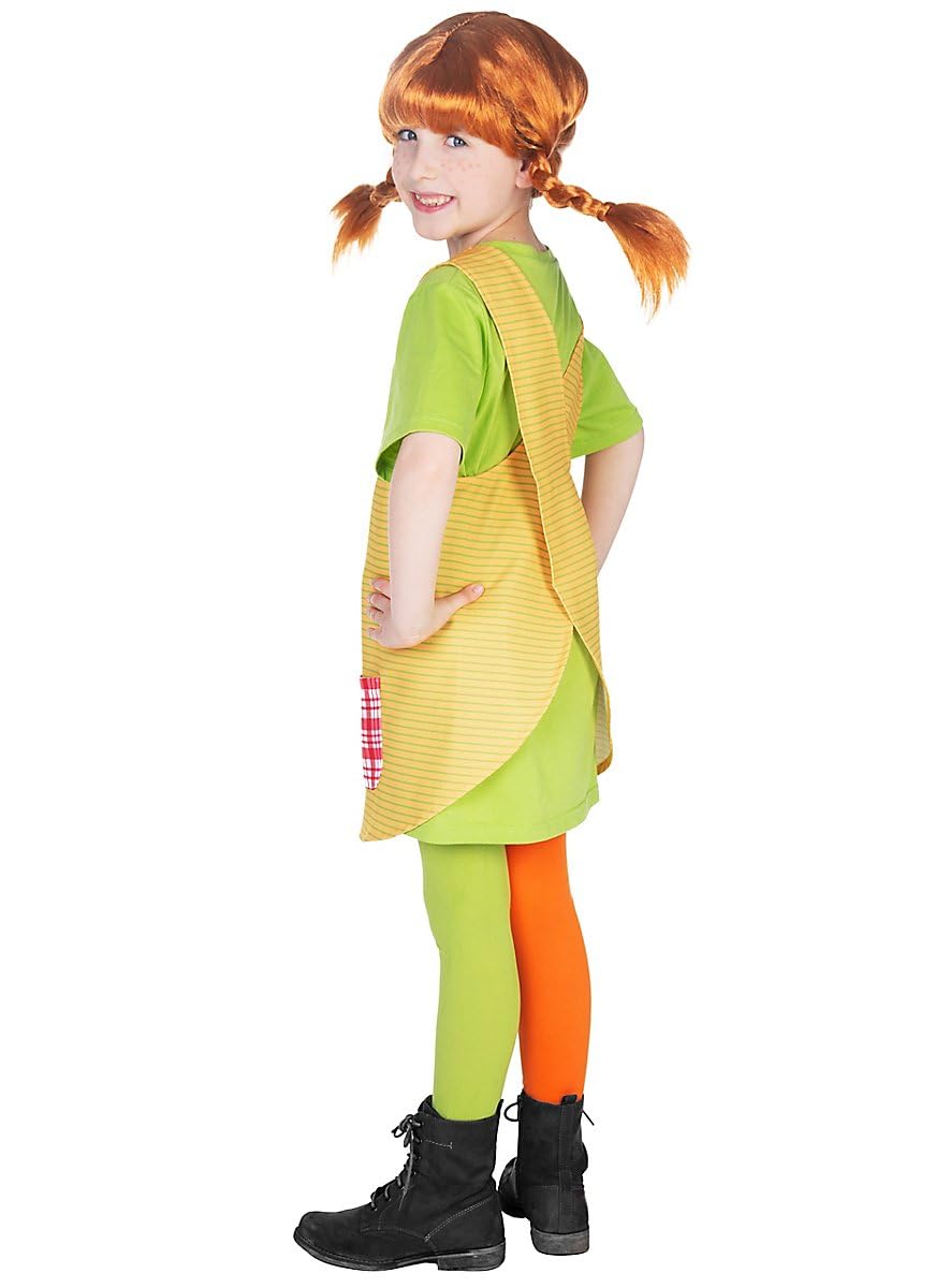 Maskworld Pippi Langstrumpf Kostüm für Kinder - 3teilig - grün/gelb Lizenz Filmkostüm (110/116)