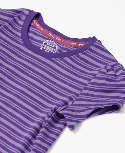 Image of Jockey AG03 Girls Super Combed Cotton Elastane Stretch Rib Striped Short Sleeve T-Shirt