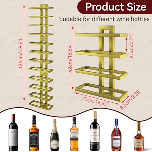 Image of IBUYKE Wall Mounted Wine Rack 12 Bottle,Metal Storage Rack,Gold TMJ909G | Wine Bottle Holder for Wine Bottles Liquor Champagne DIY Wall Wine Rack for Home Bar Storage and Display