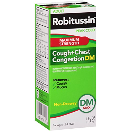 Robitussin DM Adult Maximum Strength Non-Drowsy Cough & Chest Congestion Relief (4 fl. oz. Bottle)